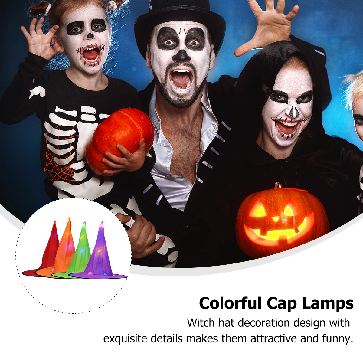 Chapéu de bruxa brilhante, 4 unidades, para adultos, boné de festa de Halloween, pacote de cosplay, show de palco, adereço brilhante