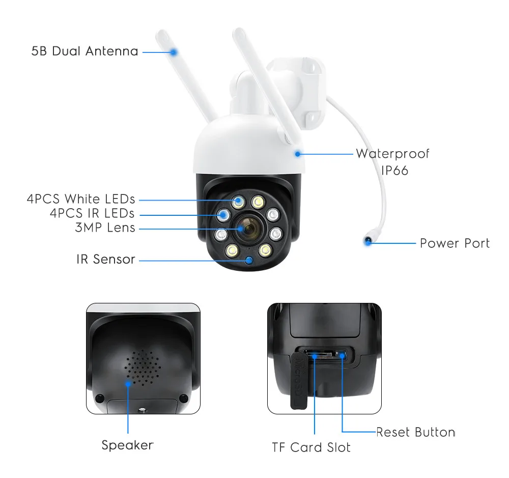 MISEC-Caméra de surveillance extérieure PTZ IP WiFi HD 4MP, dispositif de sécurité sans fil, avec communication bidirectionnelle et vision nocturne