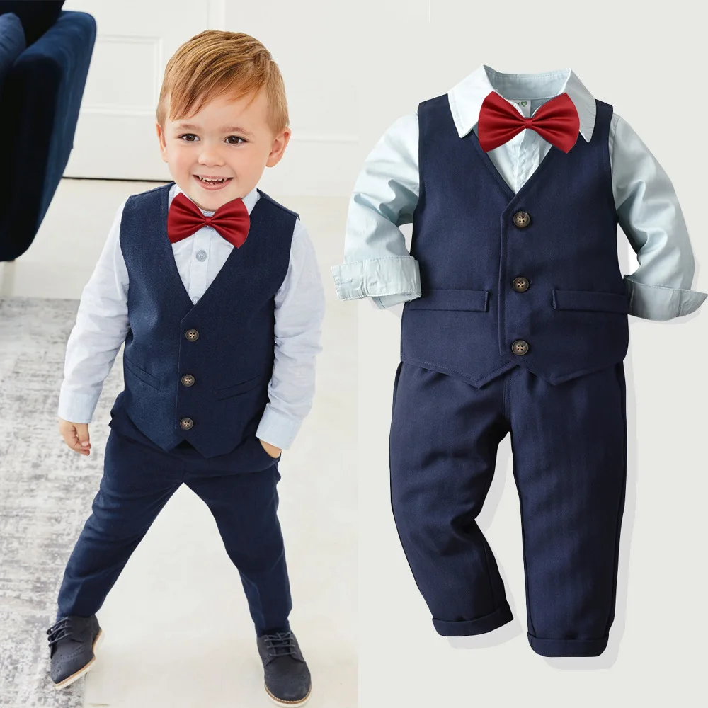 Baby clothes fashionable children\'s long sleeved gentleman set elegant and fashionable suit banquet host and performance clothes