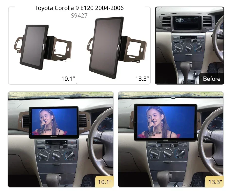 TS10 Android10.0 Ownice Car Radio Auto for Toyota Corolla 9 E120 2004-2006 13.3'' No DVD support USB Quick Charge Nano 1920*1080