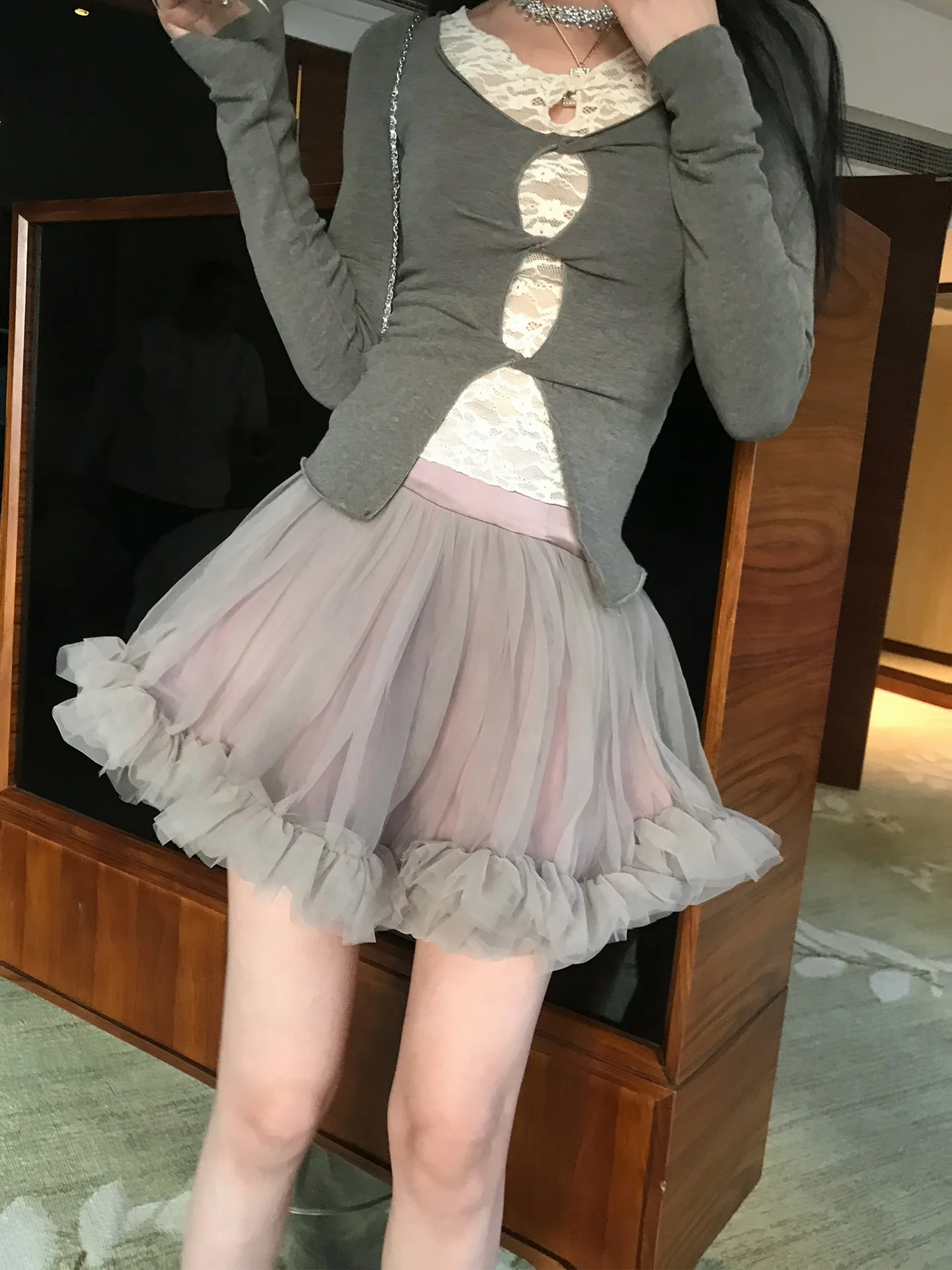 

Юбка Olivia Duo Parisian Girl Cake, весна 2026, с завышенной талией, А-силуэт, пышная, короткая, из полиэстера, для повседневной носки, класс B