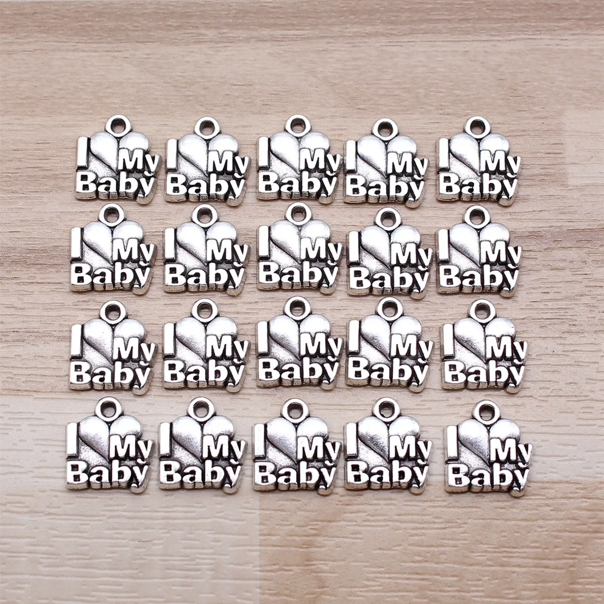 IFOCUS 20pcs/Lot I Love My Baby Charms For DIY Jewelry Making Zinc Alloy 11x11mm/0.43x0.43inch