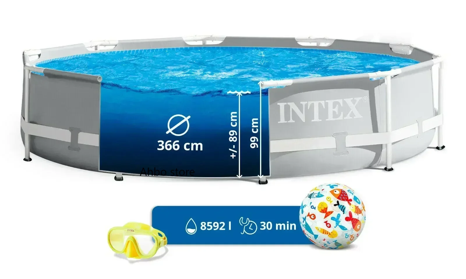 Intex 26716 prism frame round pool cm 366x99 h with filter pump frame and ladder