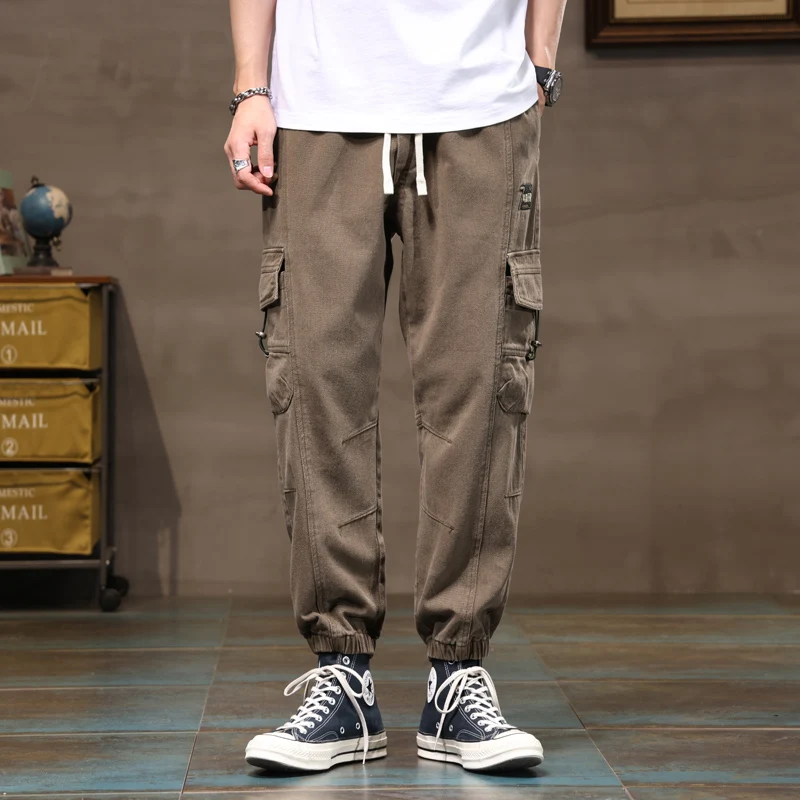 Men's Casual Pants Retro Washed Multi Pocket Wear-resistant Mountaineering Camping Overalls Y2K Street Hip-hop Men's Pants