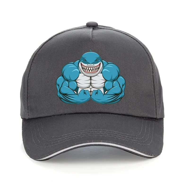 men Bodybuilder Muscle Sharks Baseball Cap Summer man Fitness Dad hats Brand muscle Sharks Adjustable hip hop Snapback Hats