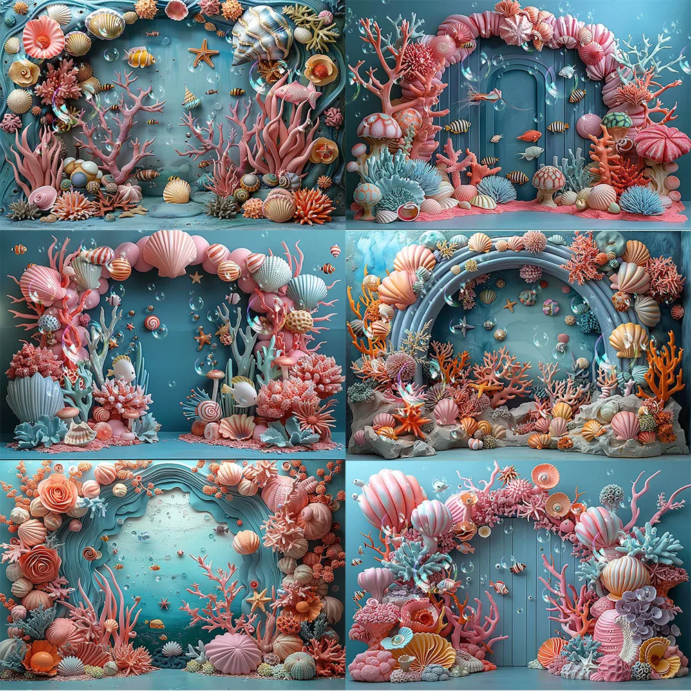 

Undersea Photography Background Underwater Fish Dolphin Coral Children Birthday Aquarium Backdrop Decor Photo Studio Props