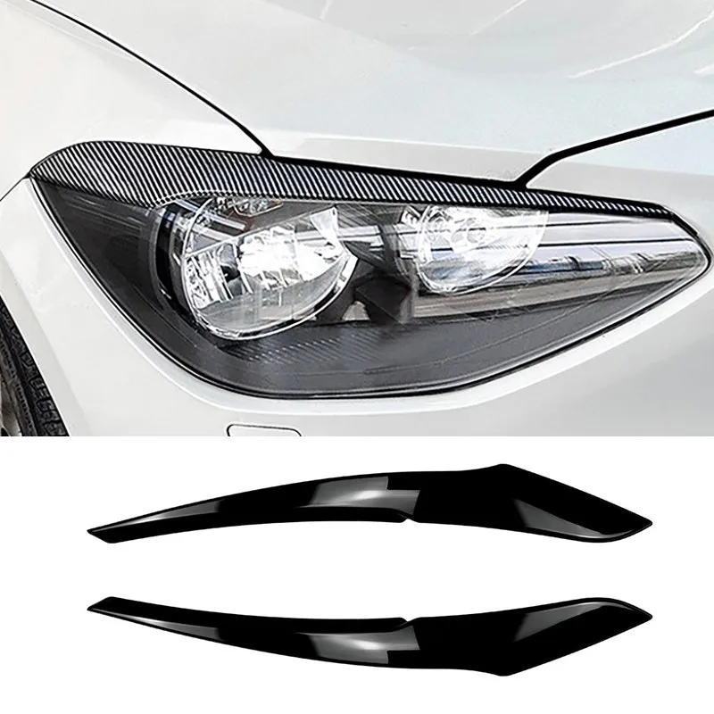 

Цветная наклейка из углеродного волокна, передняя фара автомобиля, лампа для бровей, полоски для BMW 1 серии F20 F21 2011-2014, внешние аксессуары