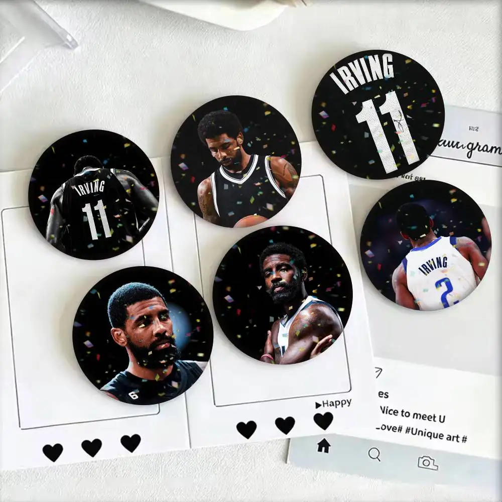 K-Kyrie Irving Basketball Legend 25 32 44 58 75mm Badges Personalized Round Brooches Pins Accessory Gift