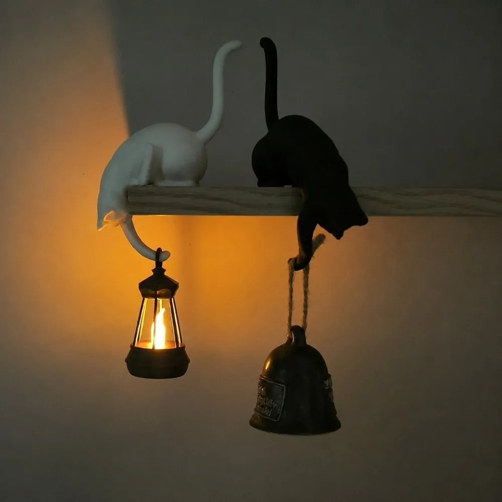 3D Printed Cat-Shaped Wall Hook Inverted Hanging Cartoon Bookshelf Lantern Creative Funny Wall Hanger Ornaments