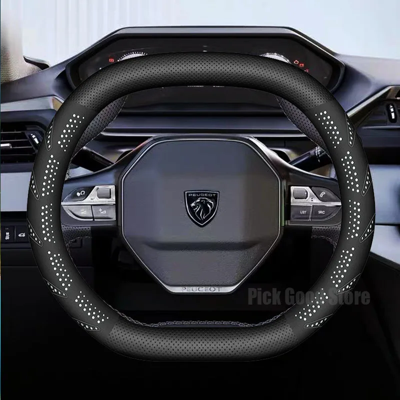 35CM Leather Car Steering Wheel Cover for Peugeot 5008 3008 308 508 E 2008 408 SW GT Rifter 2023 2024 2025 2026 Car Accessories
