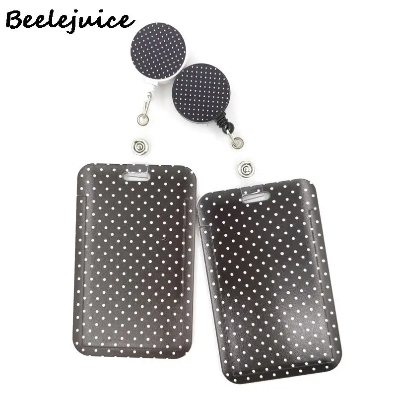 Black spot Wave Point Cute Card Cover Lanyard Retractable Student Nurse Badge Reel Clip Cartoon ID Card Badge Holder accessories