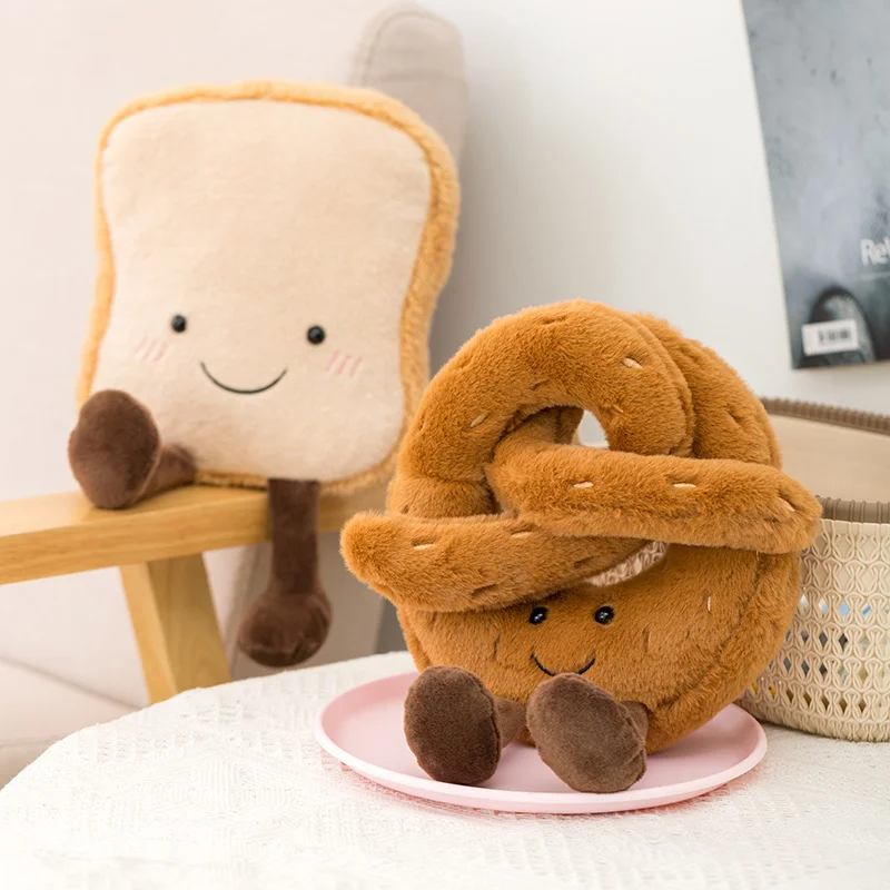 Lindo juguete de peluche de pan tostado para niños, muñeca suave de pan de comida rellena, juguetes cómodos para niños, regalo de cumpleaños