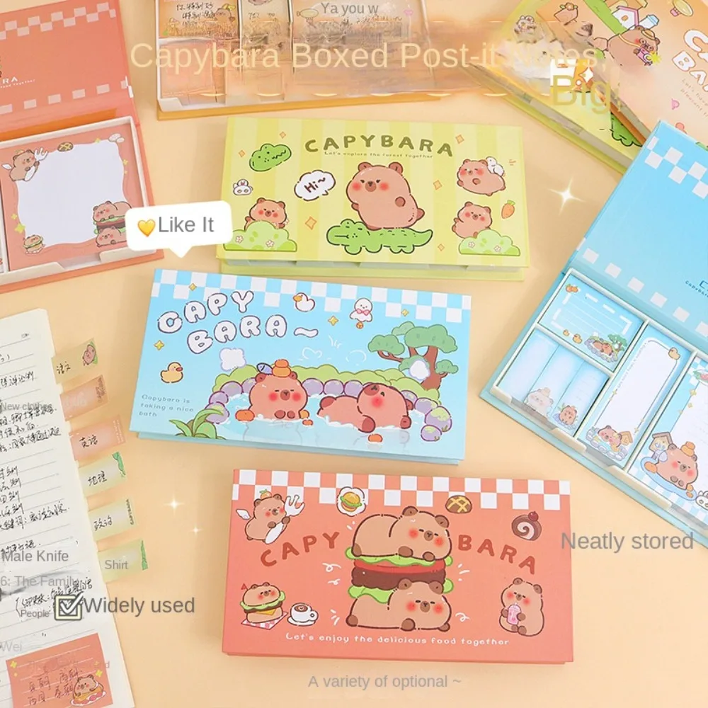 Notepad Self-stick Adhesive Memo Pads Diary Cute Capybara Notebook Cartoon Animal Ins Thickened Stickers Note Bookmark