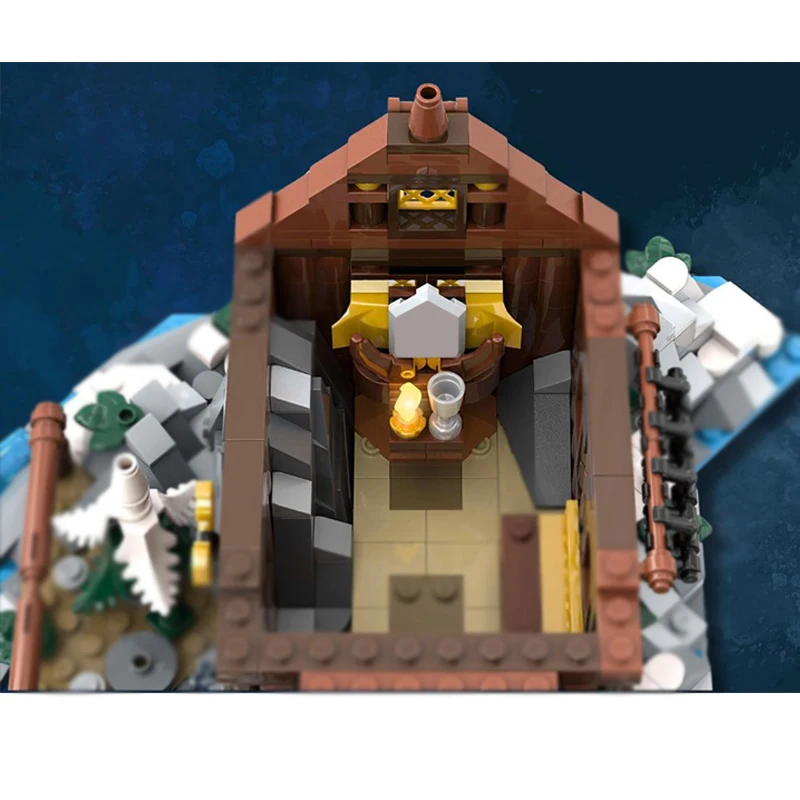 중세 성 모델 MOC 빌딩 벽돌 바이킹 마을 해변 모듈 형 기술 선물 휴일 조립 어린이 장난감 정장