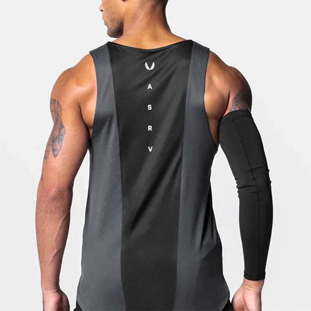 Mens Tank Top Gym Fitness Sports Running Vest Trendy Patchwork Training Summer Breathable thin Sleeveless Shirt Men\'s Clothing