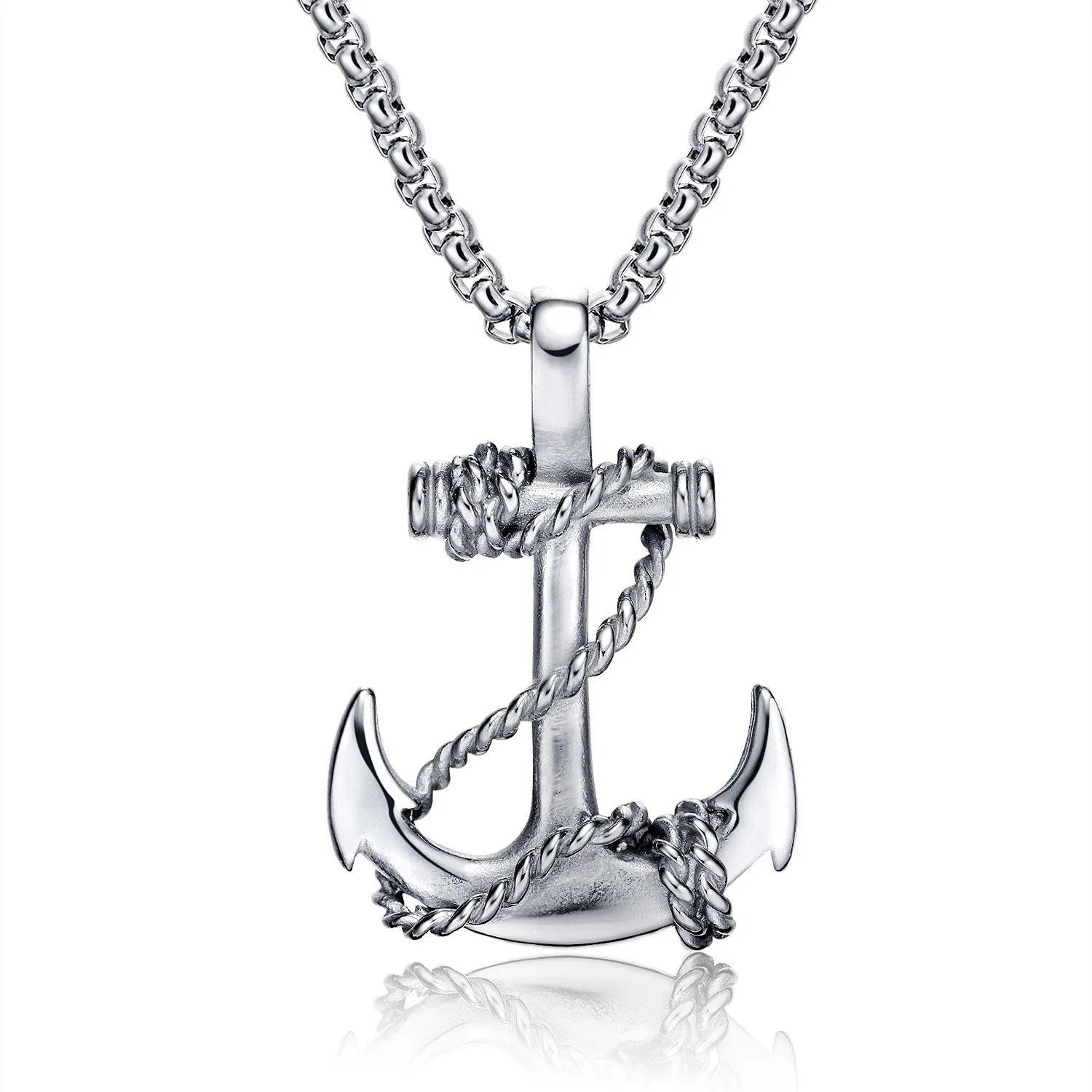 

Classic Fashion Boat Anchor Shaped Cross Pendant Necklace Boys Vintage Minimalist Titanium Steel Fish Hook Shaped Necklace Men