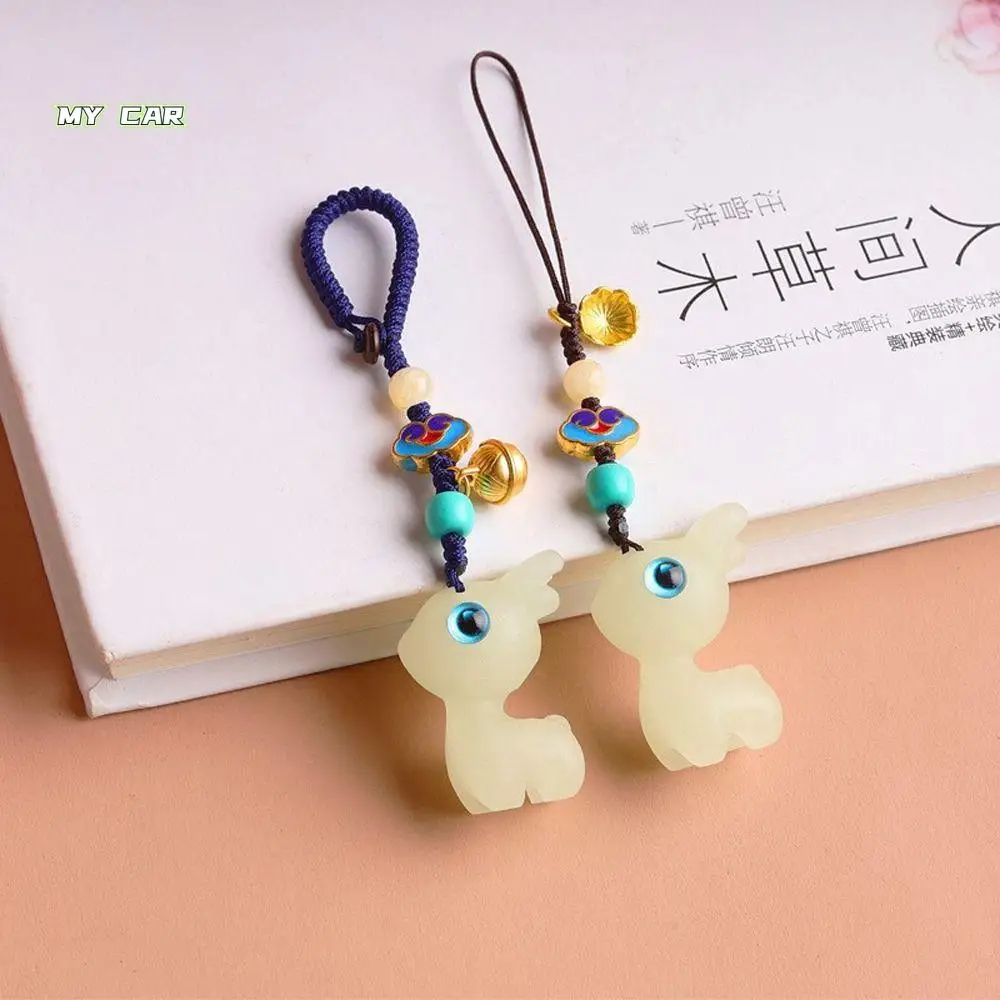 

Handmade Rope Niche Design Deer Luminous Stone Mobile Phone Key Ring Car Key Chain Chinese Style Key Chain Key Ring Bag Pendant