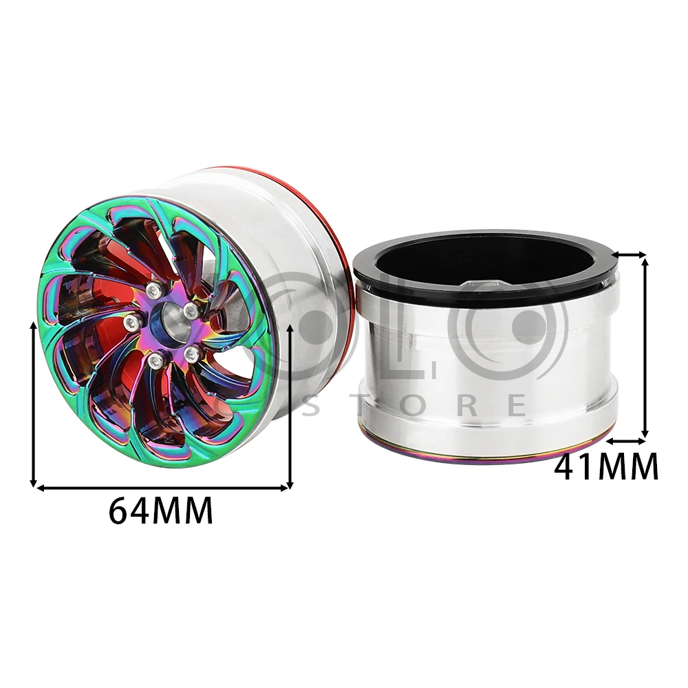 4pcs Rainbow 2.2 Beadlock Wheel Rim Colorful Aluminum Wheels for Axial Wraith 90048 RR10 1/10 RC Crawler Car Upgrade Parts