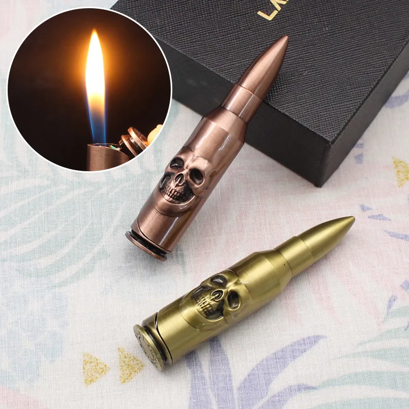

2025 New Bullet Lighter for Smokes Windproof Open Flame Cigar Igniter Metal Inflatable Cigarettes Lighters & Smoking Accessories