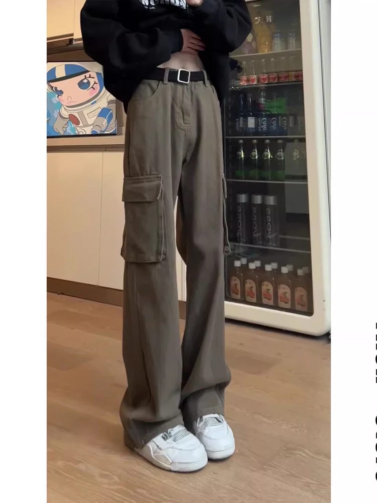 

Retro American Coffee-Colored Men's Jeans Slim Fit High Waist Workwear Sle Spring Autumn High Street Vibe Straight Leg Jeans