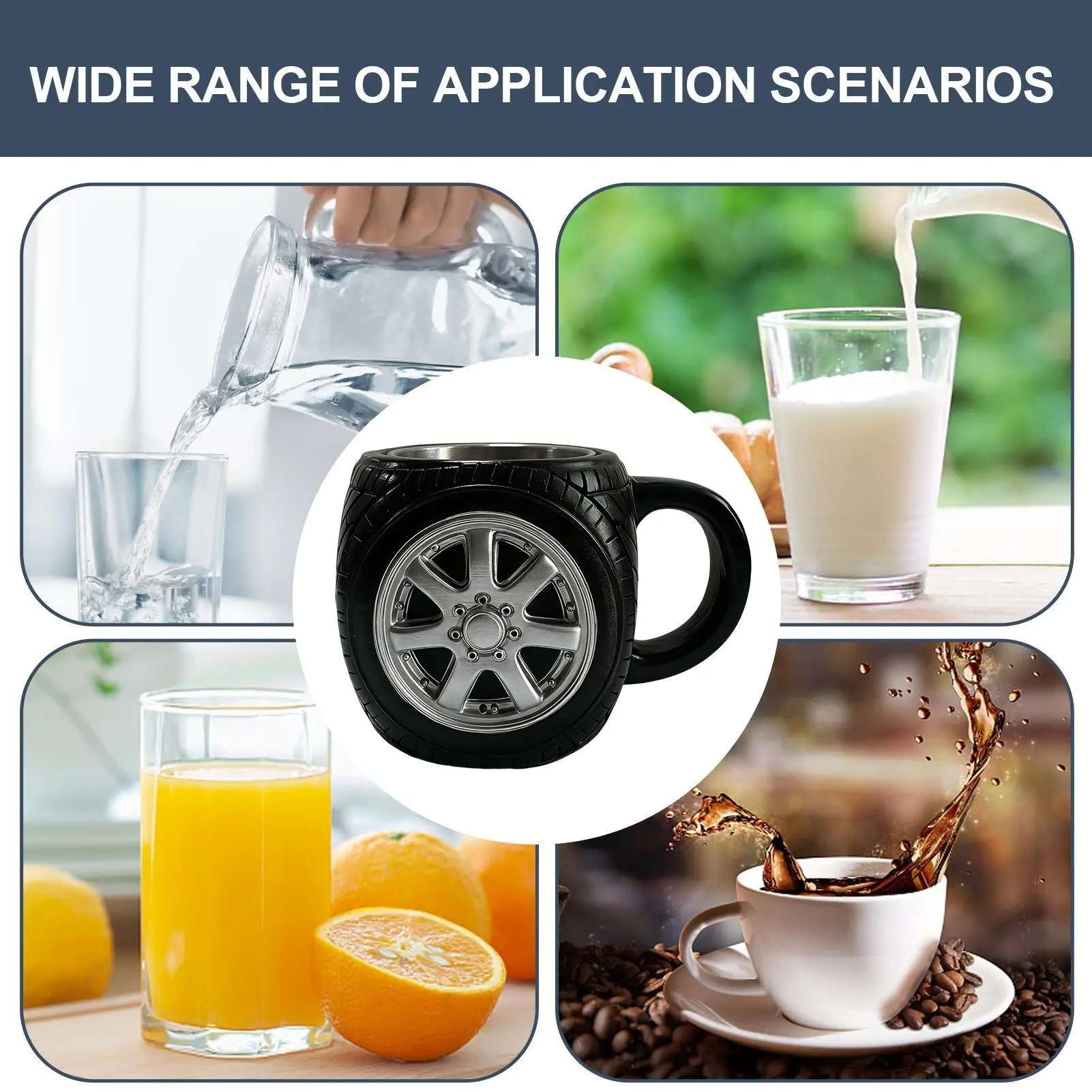 

Funny Mugs 300ml Insulated Non Slip Drinkware Stainless Steel Tire Mug Tea Cup for Home Living Room Kitchen Office Apartment