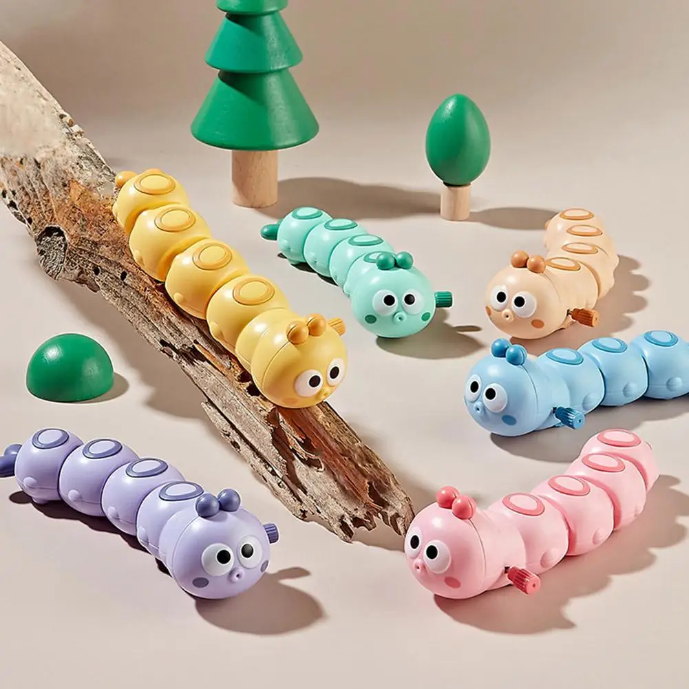 Funny Colorful Animals Worm Chained Caterpillar Toys kids Crawling toy Reptile Clockwork Crawling Toy Rocky Swing Wind up Toy