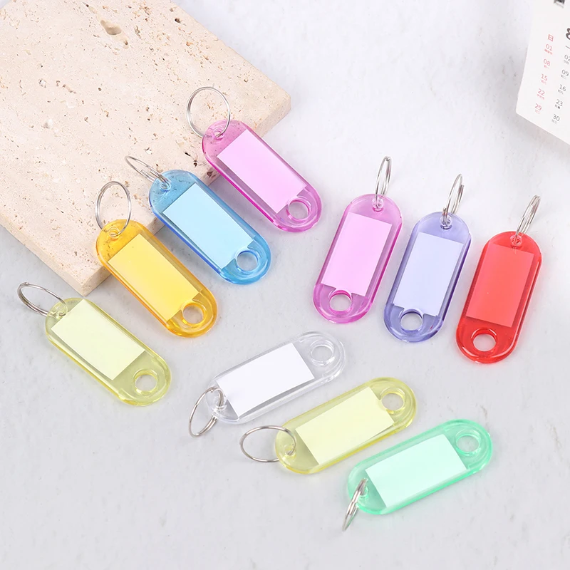 10Pcs Multicolor Keychain Key ID Label Tags Luggage ID Tags Hotel Number Classification Card Key Rings Keychain Random Colors