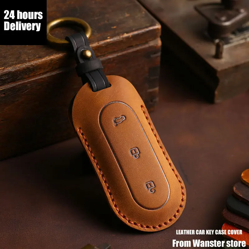 3 BOTTONS Luxury Leather Car Key Cover Case for Leading Ideal Li ONE Auto L9 L8 Lixiang 2022 2023 Accessories