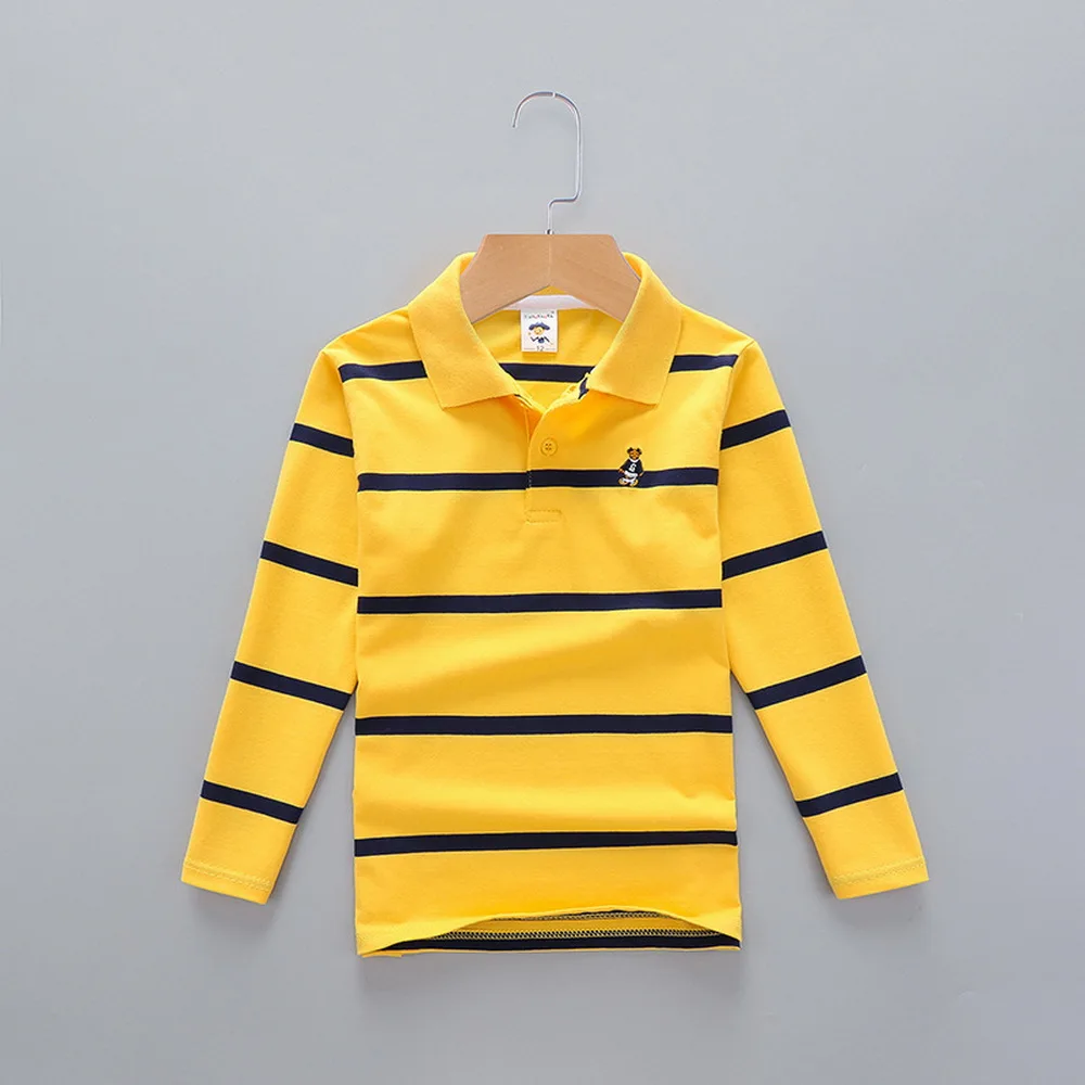 Children' Clothing Striped cotton Long Sleeve T-Shirts Baby Boy Girl Tops Kids T-Shirt Cotton Spring Teen POLO Shirts 3-14Years