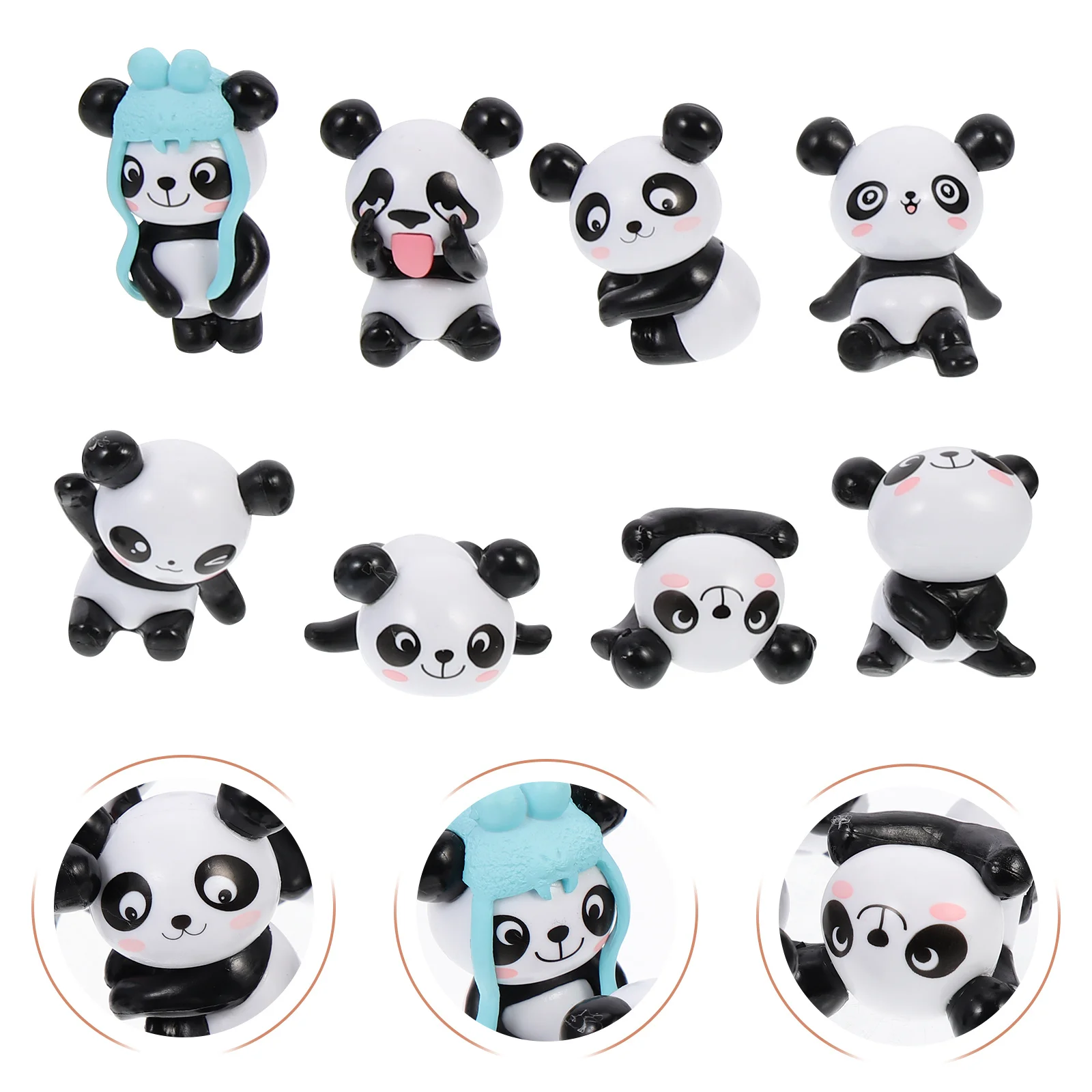 

8Pcs Panda Decorative Cake Decors Miniature Cute PVC Animal Ornaments for Birthday Party Baking Cake Decorations Desktop Room
