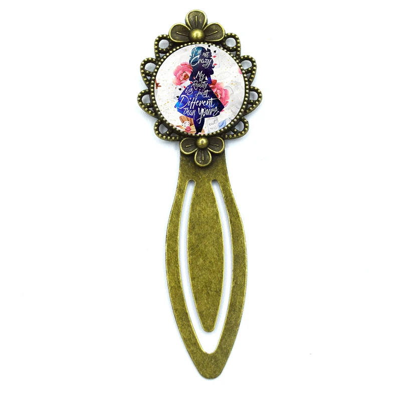 1 Pcs Retro Bronze Round Bookmark Vintage Metal Alice In Wonderland Wonderland Garden Glass Gems As Book Page Marker