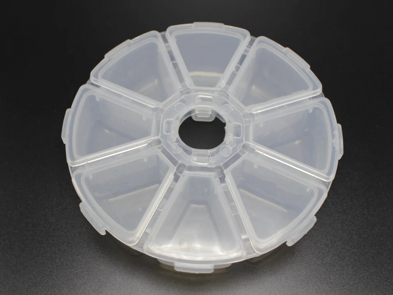 2 Clear Round Beads Display Box Case 8 compartments Storage Container 102mm plastic storage box