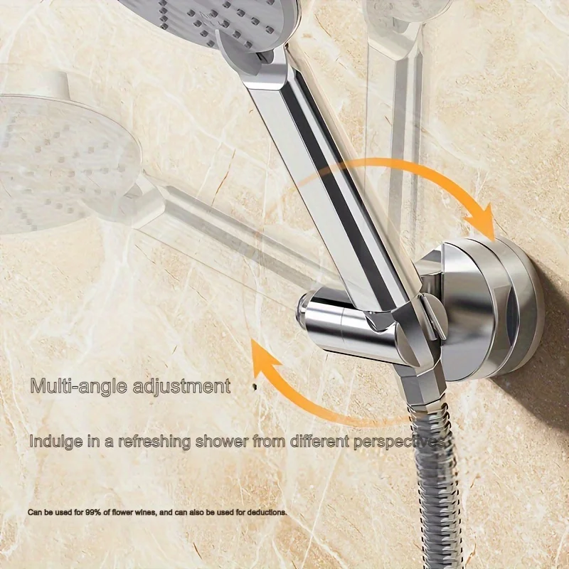 Easy to install shower head bracket without drilling, with adjustable suction cup and rotating hook - durable plastic