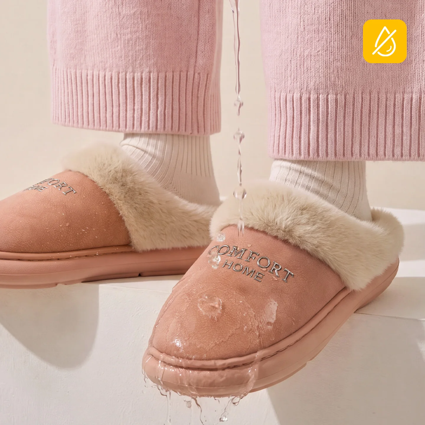 Winter Warm Plush Lined Clogs for Men Women, Waterproof Upper Non-Slip Full Sole House Slippers, Soft Comfort Indoor Outdoor