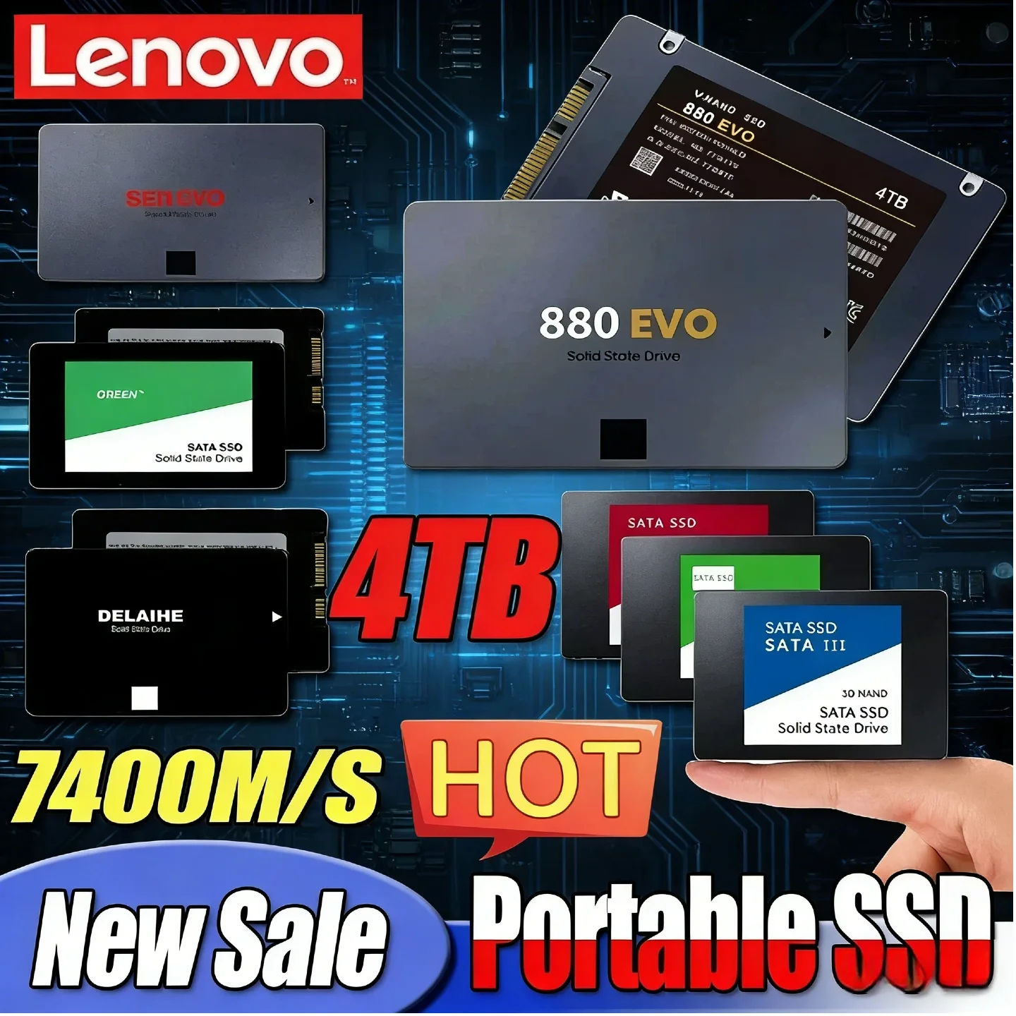 

Lenovo 2TB 4TB SSD External Hard Disk For Internal Hard Drive Sata3 Interface Portable High Speed Solid State Drive For Laptop