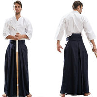 Aikido Gi Uniform Cotton Hapkido Pants Kendo Hakama Black Deep Blue White  Japanese Samurai Traditional Keikogi