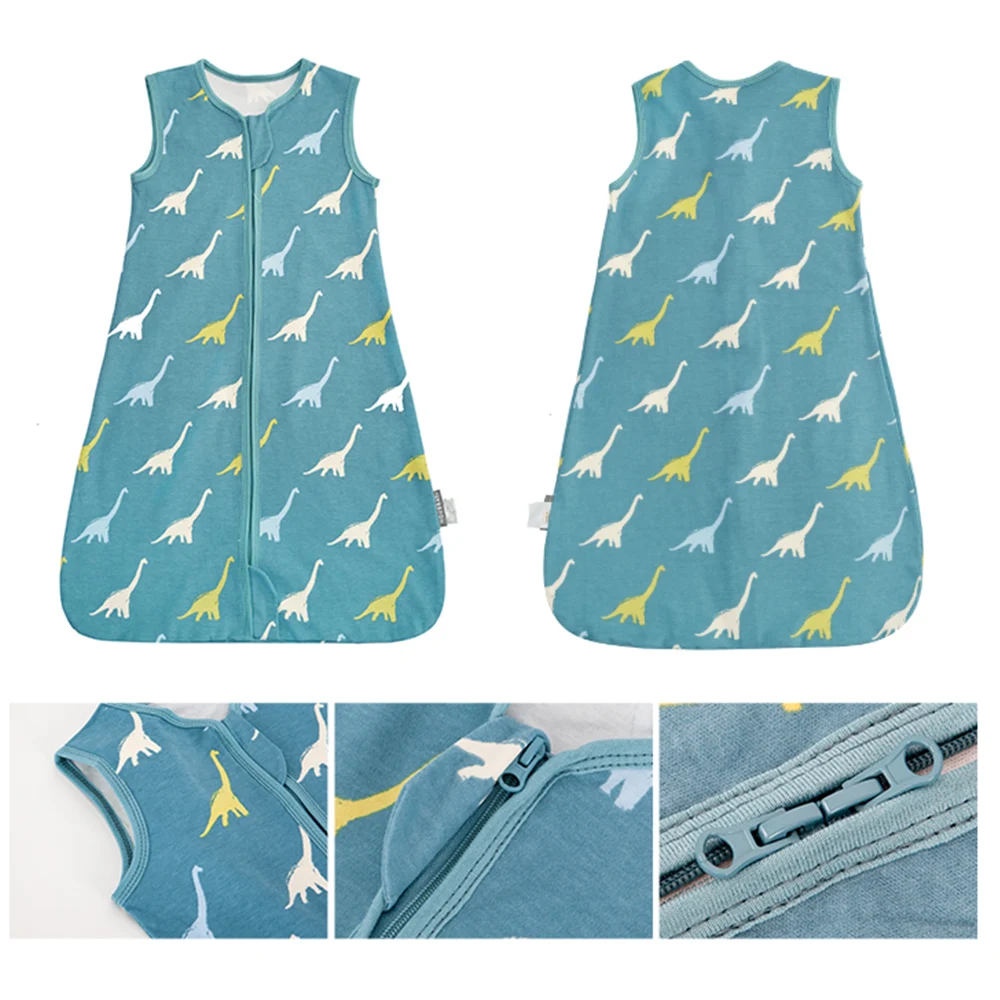 Gigoteuse pour bébé de 3 à 24 mois, sac de couchage fin d'été, fibre de dessin animé, imprimé animal, vêtements de nuit pour enfants, couverture anti-coup de pied, 100% coton