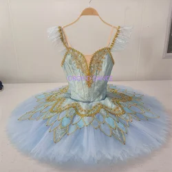 High Quality Custom Size 12 Layers Kids Girls Women Adult Performance Wear Dance Costumes Professional Blue Ballet Tutu