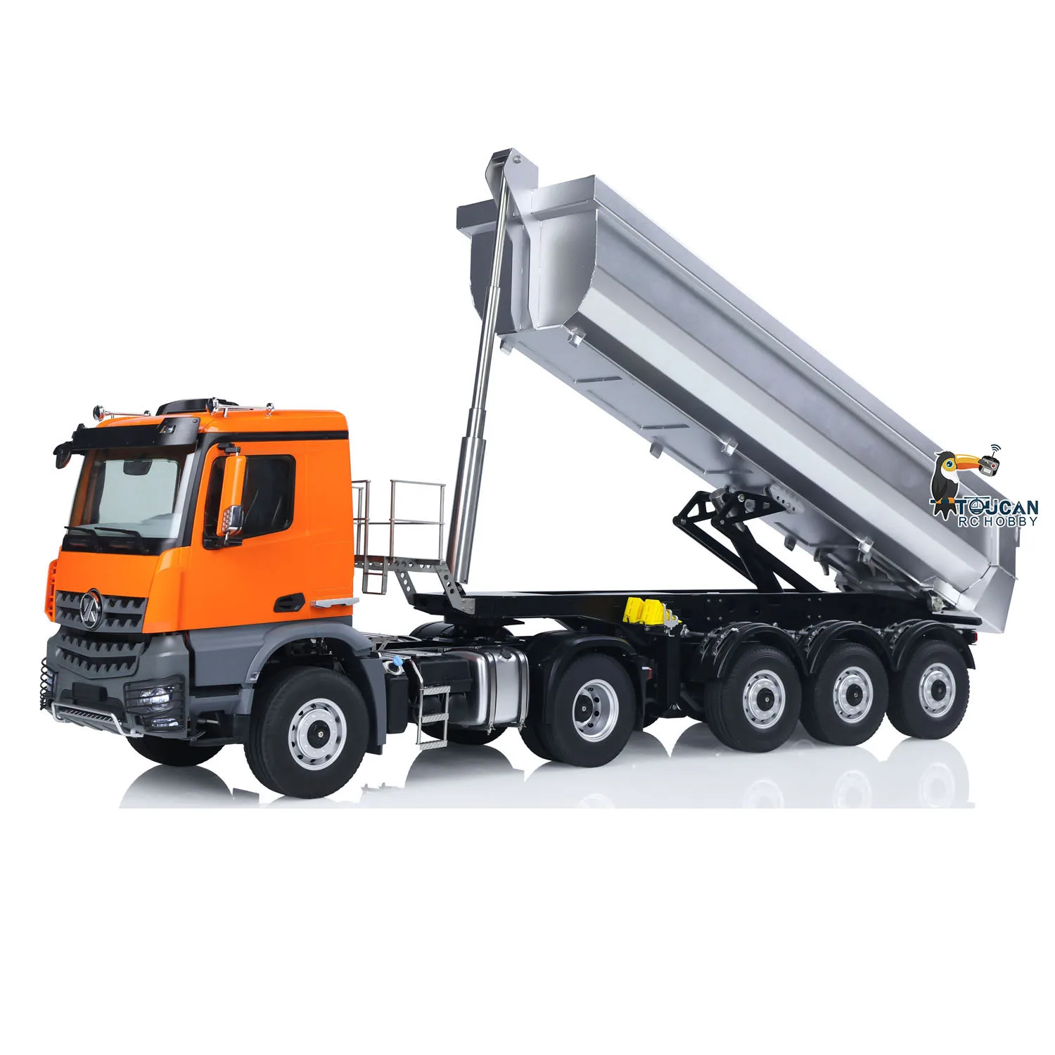 

Kabolite 1/14 Scale 4X4 RC Tractor Truck with 3 Axles Electric Lifting Dump Trailer RTR Remote Control Car for Hobbyists
