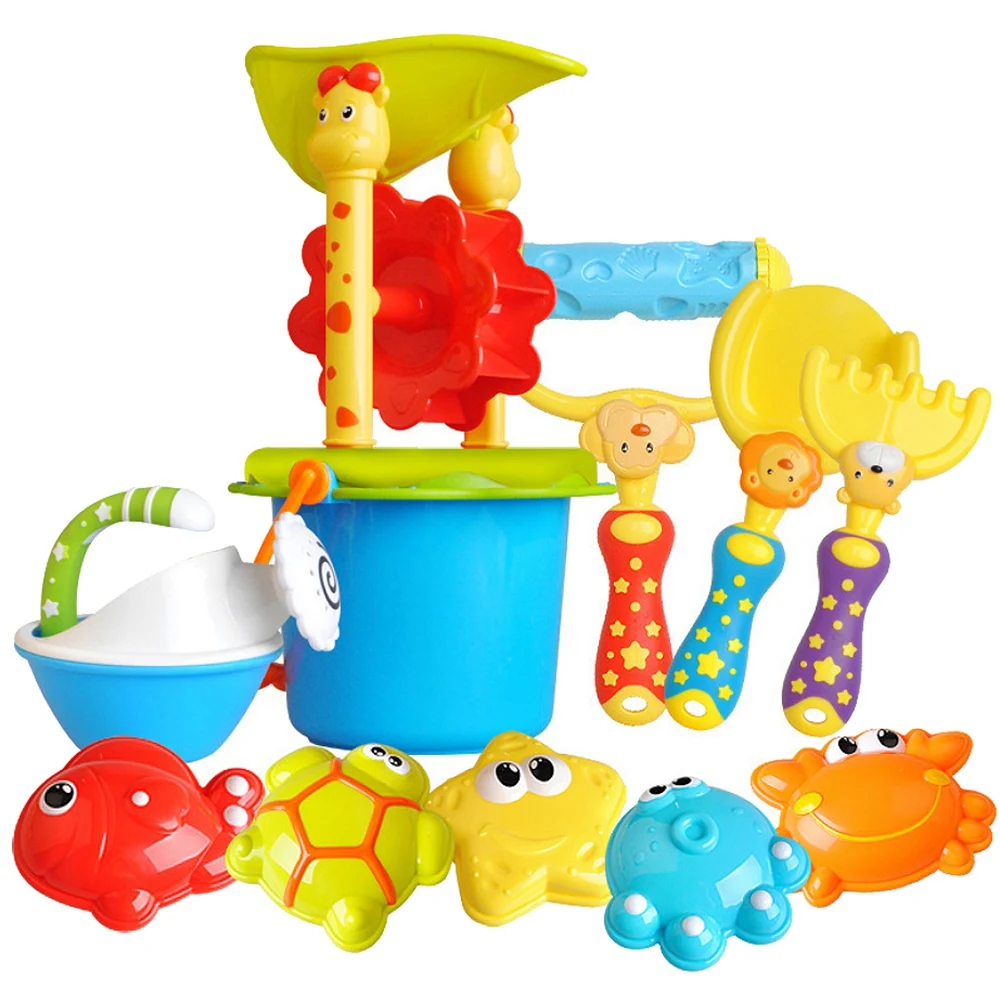 

11pcs Funny Kids Beach Sand Game Toys Set Shovels Rake Hourglass Bucket Children Outdoor Beach Playset Role Play Toy Kit