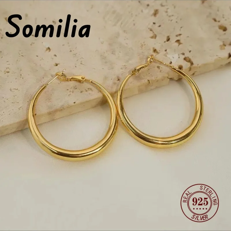 Somilia New Fashion Hoop Earrings For Women Girl Gift Collection 925 Sterling Silver Cерьги Kольца Rings And Earr Jewelry S0037