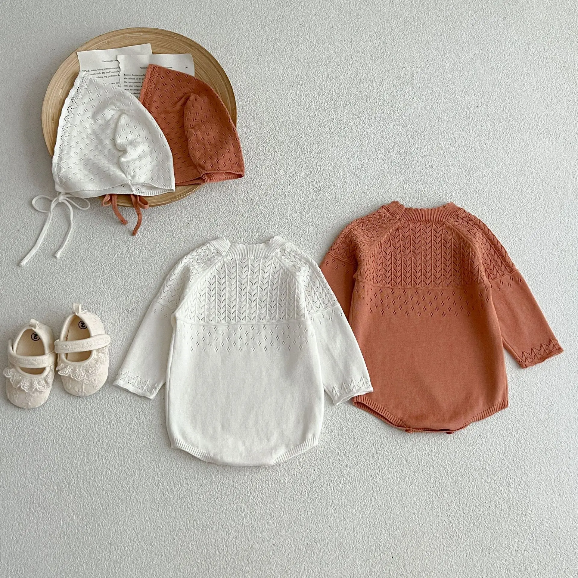 0-2Y Stricken Neugeborenen Overall Baby Mädchen Junge Frühling Herbst Kleidung Nette Langarm Pullover Romper + Hut Casual Neue geboren Outfits – Detail 12