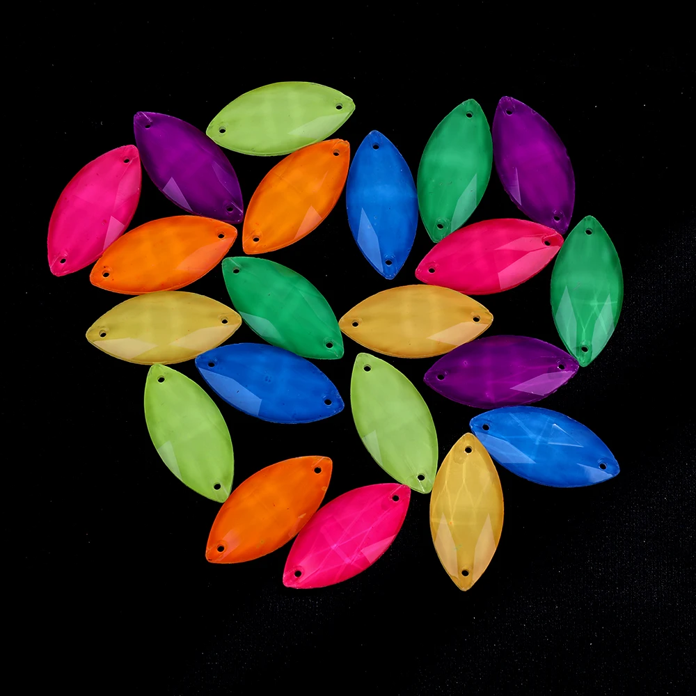 VC Fluorescent Horse Eye Sew on Rhinestone Navette Sewing Diamond Glass Diamond Flatback DIY Accessories Wedding