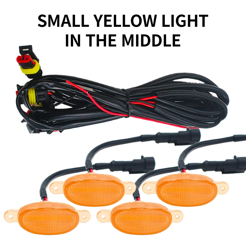 Car Front LED Grille Light Smoked Amber White 4LED Grill Light Eagle Eye Lamp for Off Road Trunk SUV Ford Toyota Strip