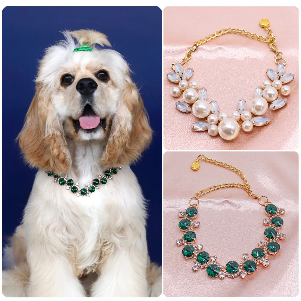 Hundehalsband Goldkette Halskette Edelstahl Verstellbar Farbige Diamanten Halsband für Kleine Mittlere Haustiere Katzen Hunde Kätzchen Welpen