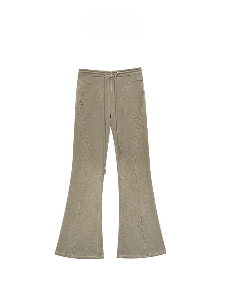 

Slimming Bell Bottom Pants Gradient Patchwork Fashionable Personality FORNIYOYO Castle Beauty Retro Style Cotton Casual Pants