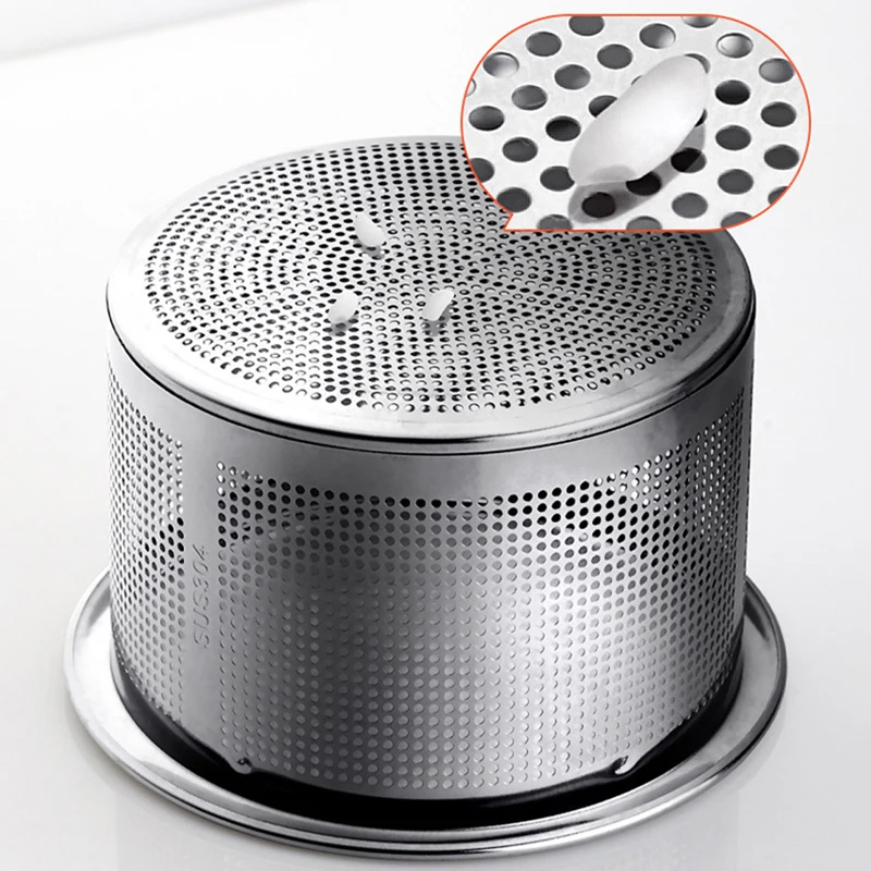 Kitchen Sink Strainer Plug Dense Hole Water Basin Sink Drain Filter Basket with Handle Draine Accessories 304 Stainless Steel