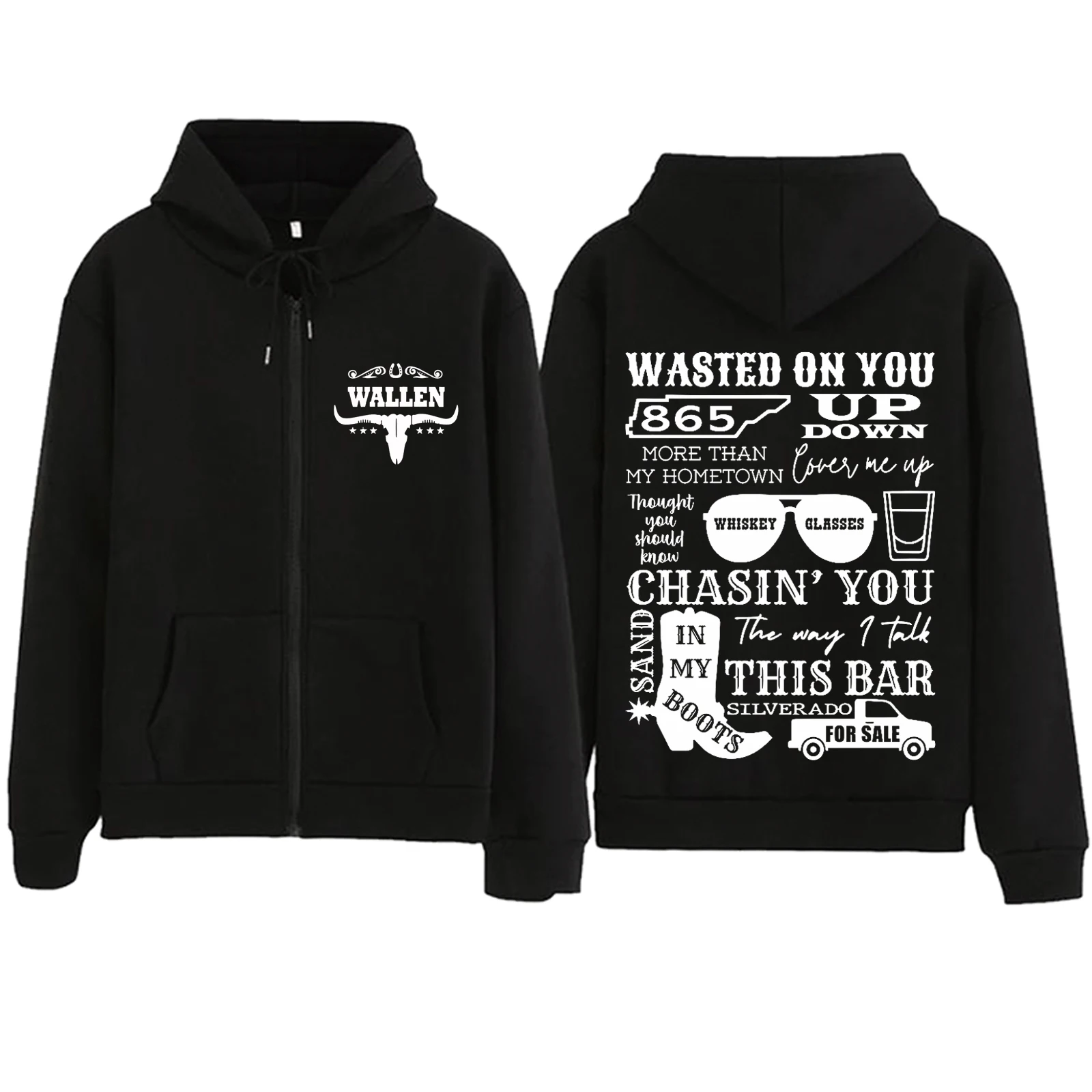 One Thing At A Time Morgan Wallen 2024 Zipper Hoodie Harajuku Pullover Tops Spring Streetwear Music Fans Gift V-Neck Sweatshirts