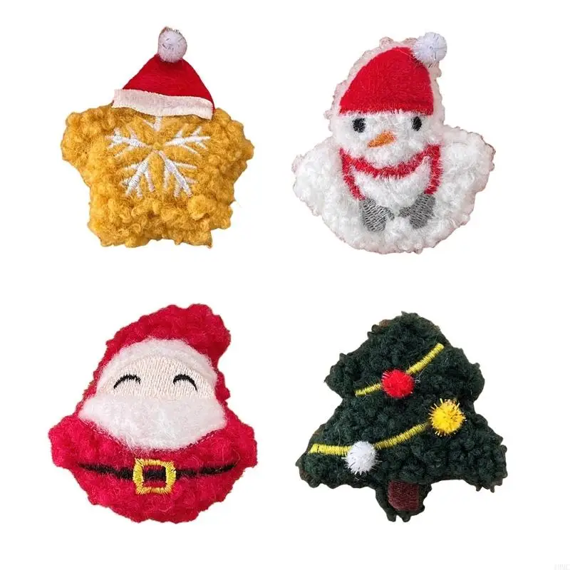 49MC Cartoon Plush Brooch Christmas Theme Plush Pin for Holiday Clothing Decors Bag Shoes Lovely Holiday Ornament Padded Pin