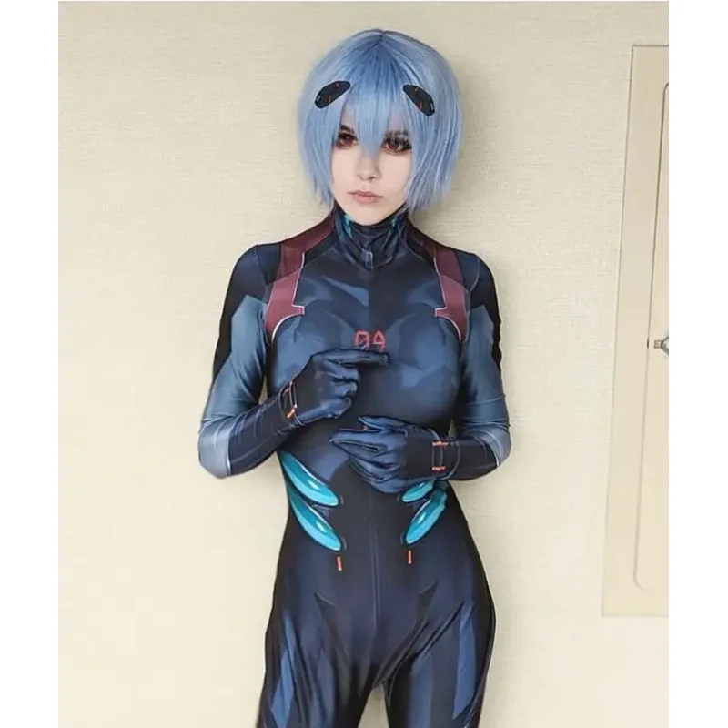 Halloween Anime Plugsuit Cosplay Costume Ayanami Rei Zentai Bodysuit Suit Jumpsuits Cosplay Party suit Women Adults Kids